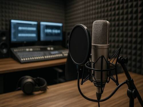 Estudio de grabación con acondicionamiento acústico y control de ruido.